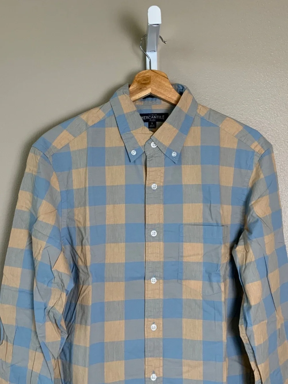 J. Crew Factory Slim Flex Heather Washed Button Down Shirt Buffalo Check Gingham
